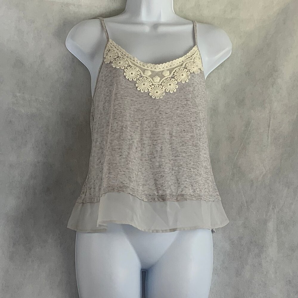 Miss Chievous Juniors' Chiffon-Hem Sleeveless Tank Top, Cloud Gray